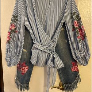 INC Brand cropped jeans & INC blouse